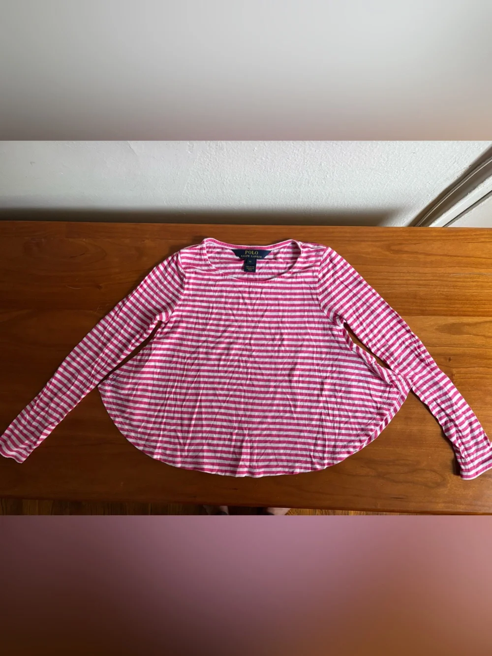 Ralph Lauren Pink & White Striped Long Sleeve Tee